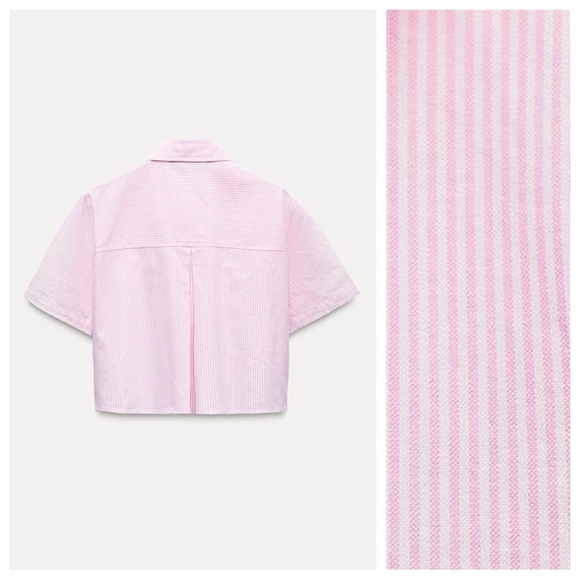 Zara Pink Striped Button Down Shirt - Picture 3 of 10